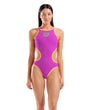 Arena One Women's Biglogo One Piece Swimsuit - VERY FUCHSIA-FLUO ORANGE