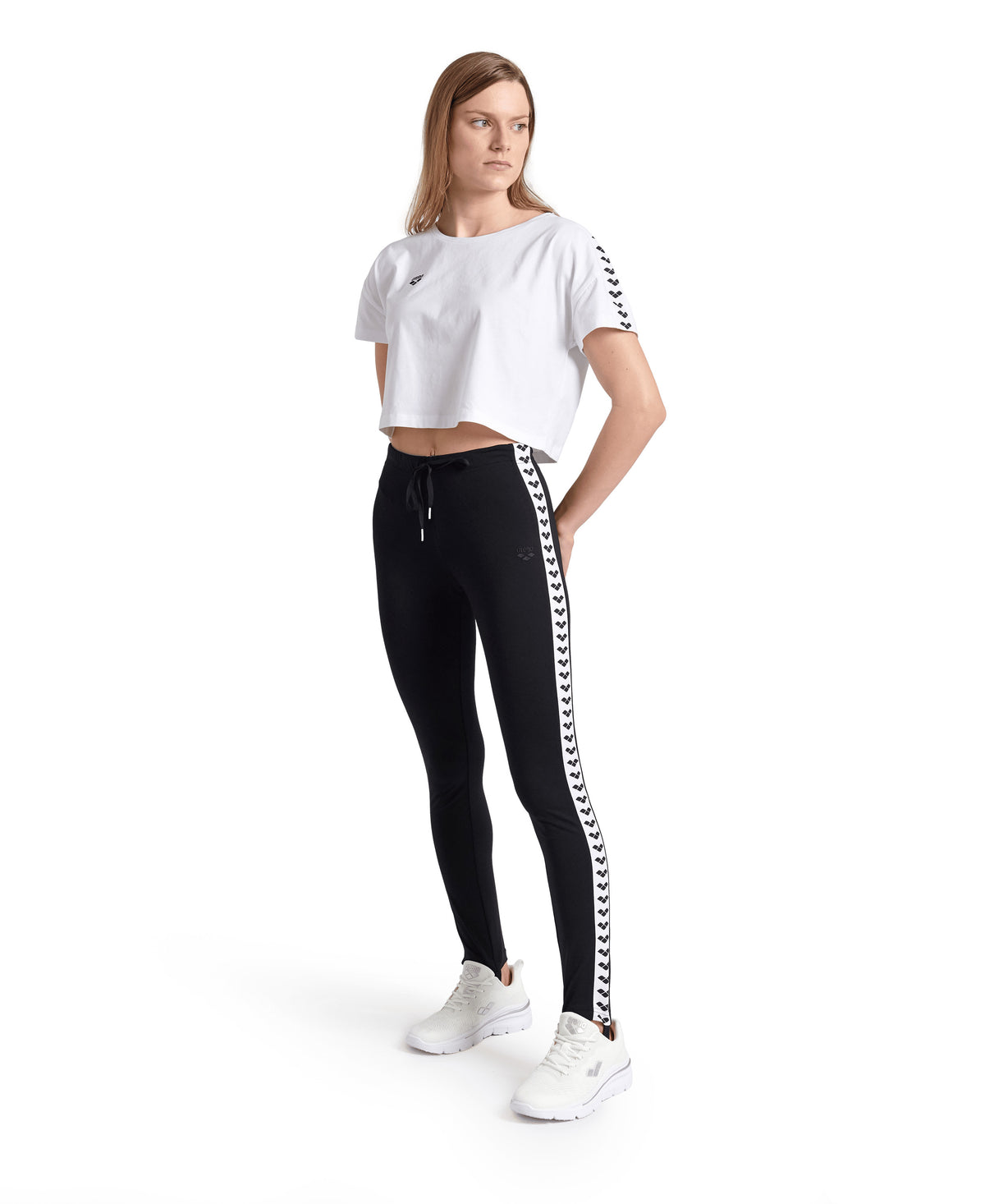 Arena Women's Caroline Team Stirrup Tights - Black / White / Black