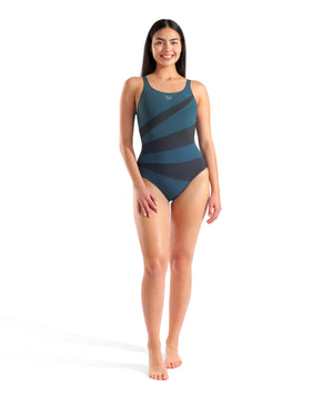 Arena Isabella Wing Back Swimsuit - Mangrove / Night Grey