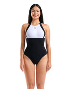 Arena Linda Cross Back Swimsuit - Black / White / Black