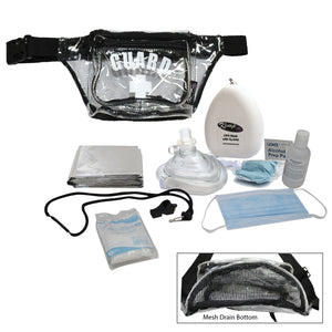 Kemp USA Hip Pack - with Mesh Drain, GUARD Logo, PPE Supply Pack, Clear