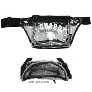 Kemp USA Hip Pack - with Mesh Drain and GUARD Logo, Clear