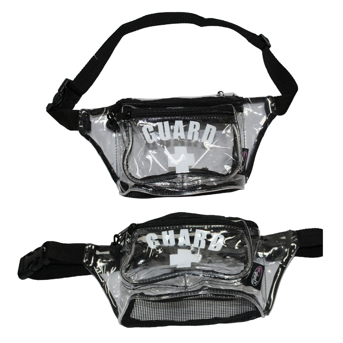 Kemp USA Hip Pack - with Mesh Drain and GUARD Logo, Clear