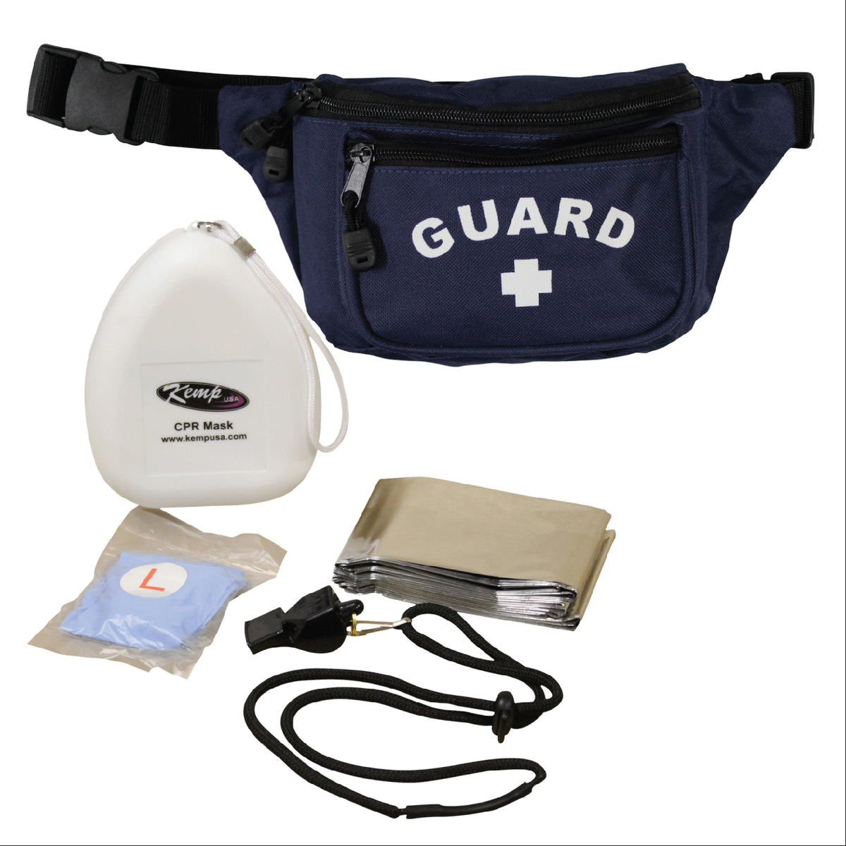 Kemp USA Hip Pack - Kemp USA with Lifeguard Essentials Supply Pack, Navy