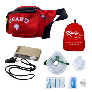 Kemp USA Hip Pack - Kemp USA Premium Hip Pack with Lifeguard Essentials Supply Pack & Adult/Child & Infant CPR Mask, Red