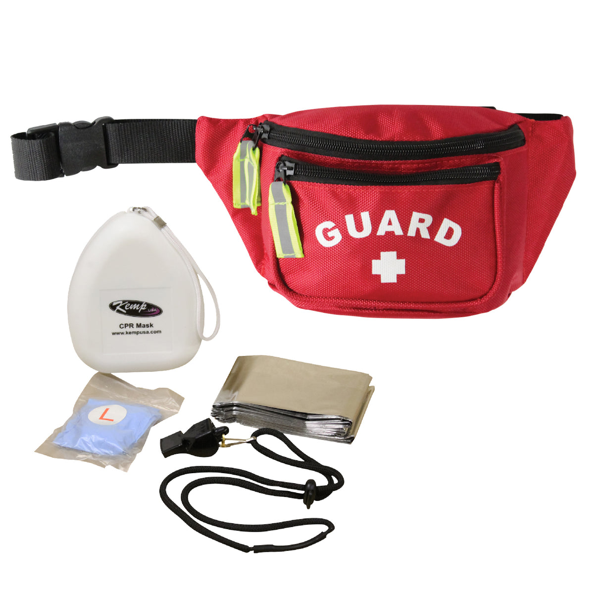 Kemp USA Hip Pack - Kemp USA Premium Hip Pack with Lifeguard Essentials Supply Pack, Red