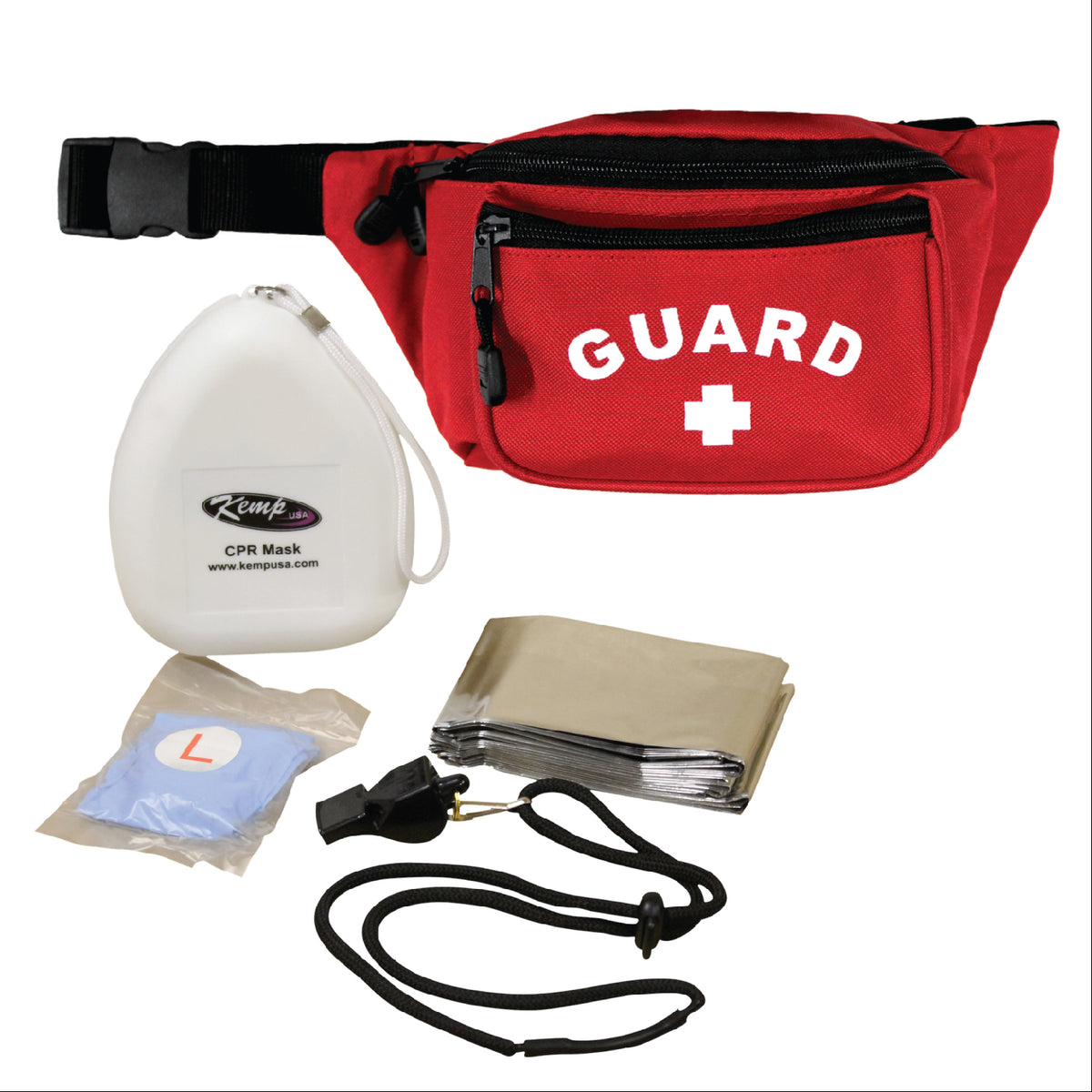 Kemp USA Hip Pack - with Lifeguard Essentials Supply Pack, Red