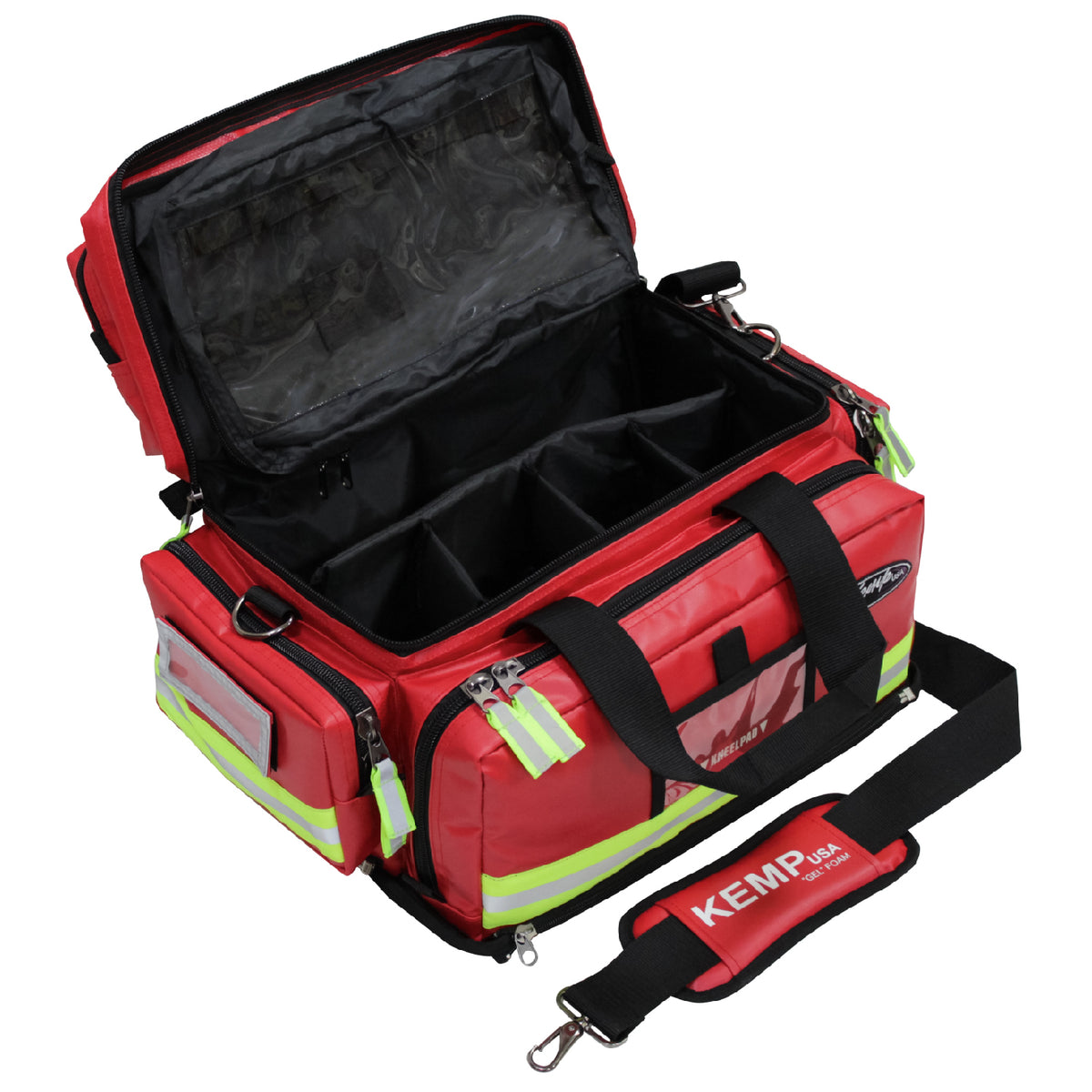 Kemp USA Premium Large Professional Trauma Bag - Kemp USA Tarpaulin Fluid Resistant Large Professional Trauma Bag, Red