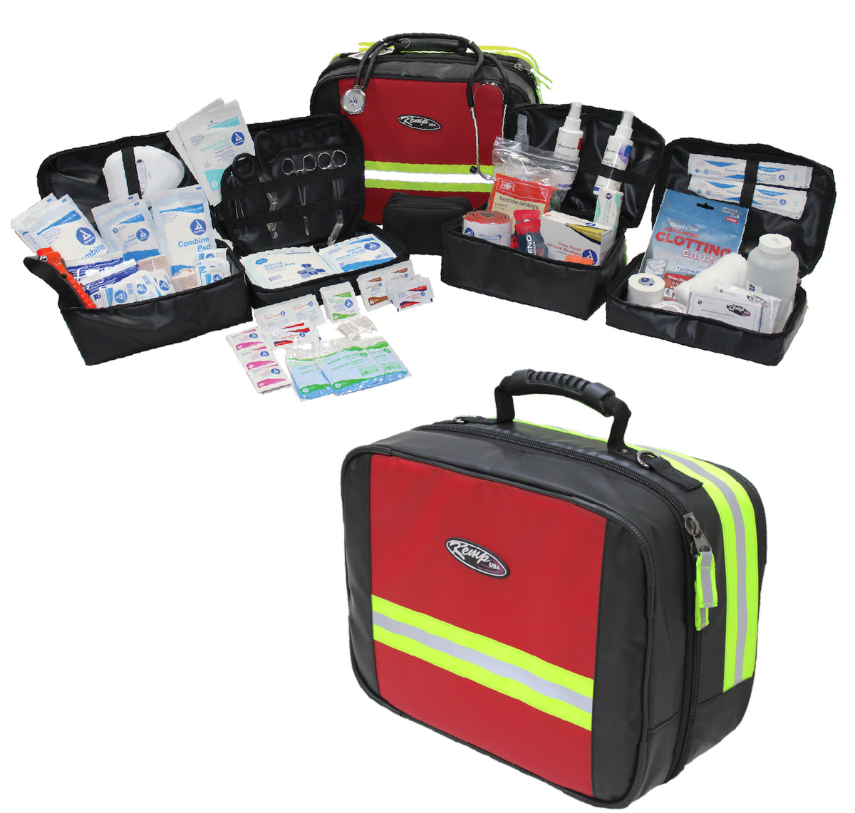 Kemp USA Fluid-Resistant Tarpaulin Large Responder Bag with Medication Pouches - Default Title