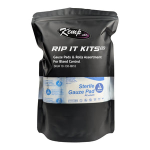 Kemp USA Rip It Kits® - Gauze Pads & Rolls Assortment For Bleed Control, Sterile
