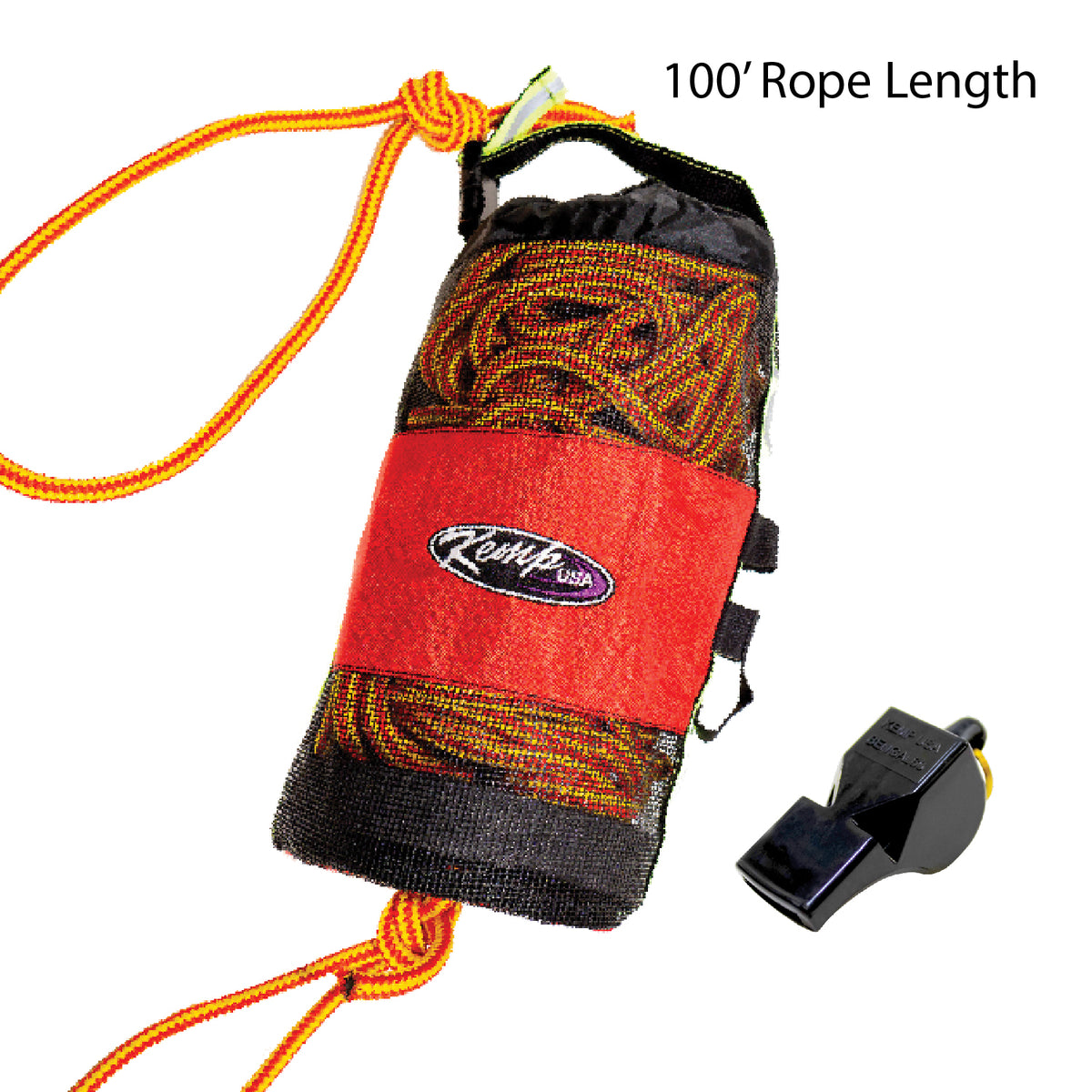 Kemp USA Throw Bag w/ 100' of 3/8" Rescue Rope & Bengal Safety Whistle (2 - 400 LBS Breaking Load)