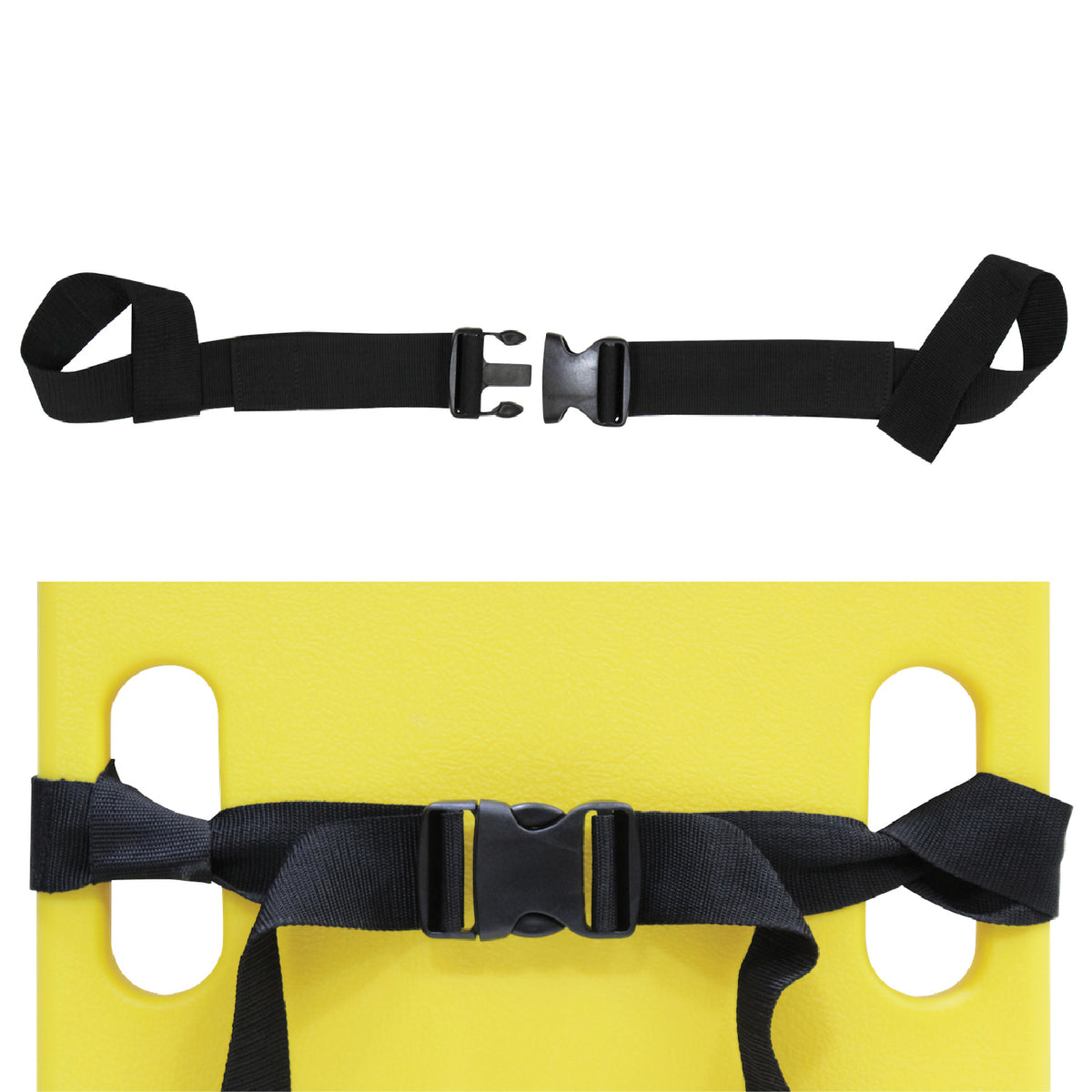Kemp USA Two Piece Spineboard Strap with Plastic Buckle - Black