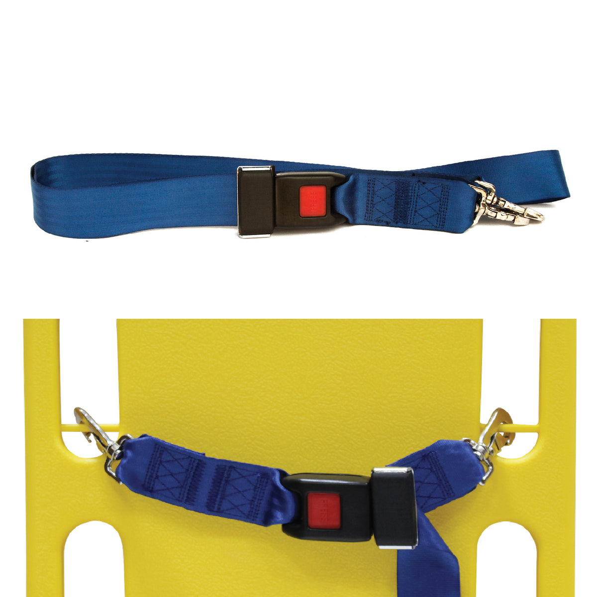 Kemp USA Two Piece Spineboard Strap with Metal Seat Belt Buckle - Royal Blue