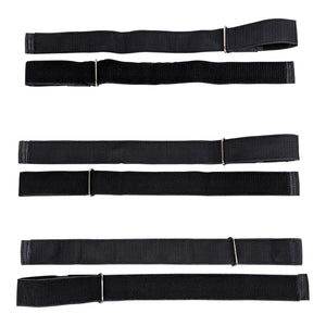 Kemp USA Premium Hook & Loop Spineboard Straps with Metal Ends - Black (Set of 3)