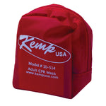 Kemp USA CPR Mask with O2 Inlet, Headstrap, Gloves - and Wipes in Soft Case Pouch