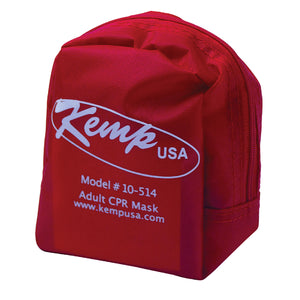 Kemp USA CPR Mask with O2 Inlet, Headstrap, Gloves - and Wipes in Soft Case Pouch