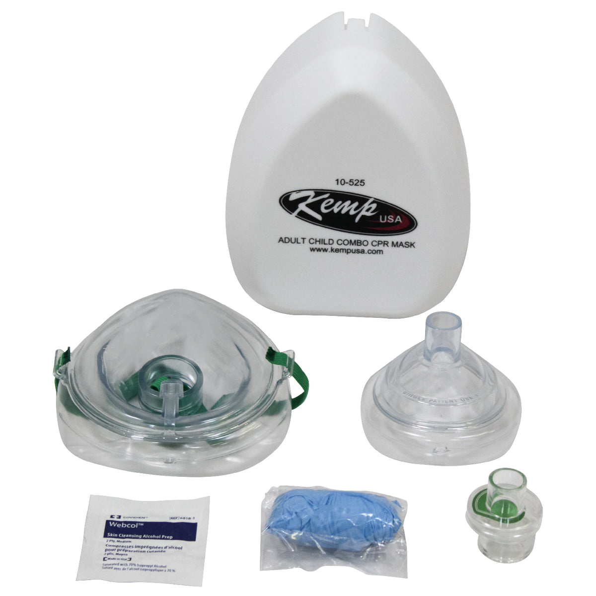 Kemp USA CPR Mask Adult/ Child & Infant Combo with Gloves & Wipe in Hard Case - with 1-Color Custom Logo