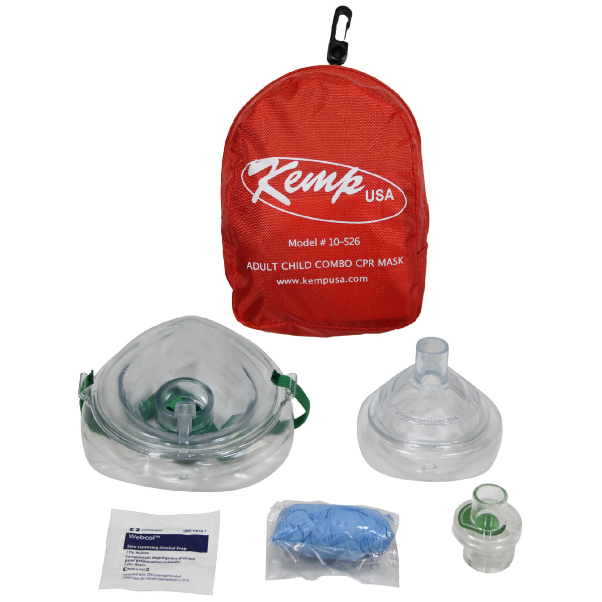 Kemp USA CPR Mask Adult/ Child & Infant Combo with Gloves & Wipe in Soft Case Pouch - Default Title