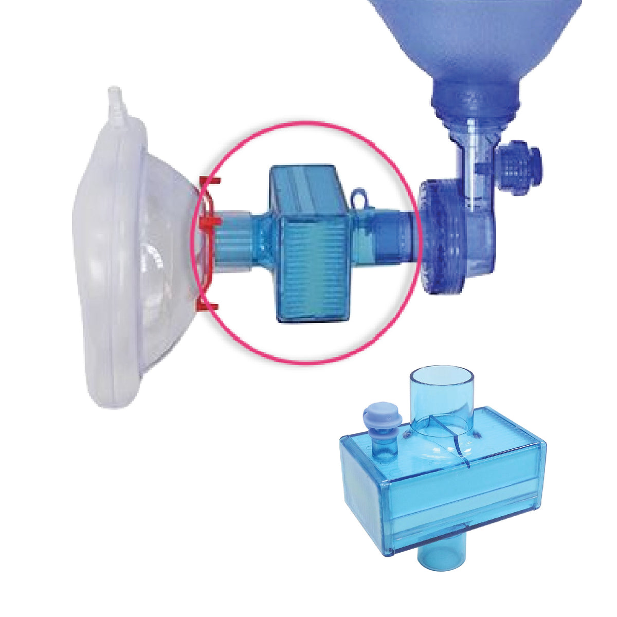 Kemp USA HEPA Filter Attachment For Bag Valve Mask or CPR Mask - Default Title