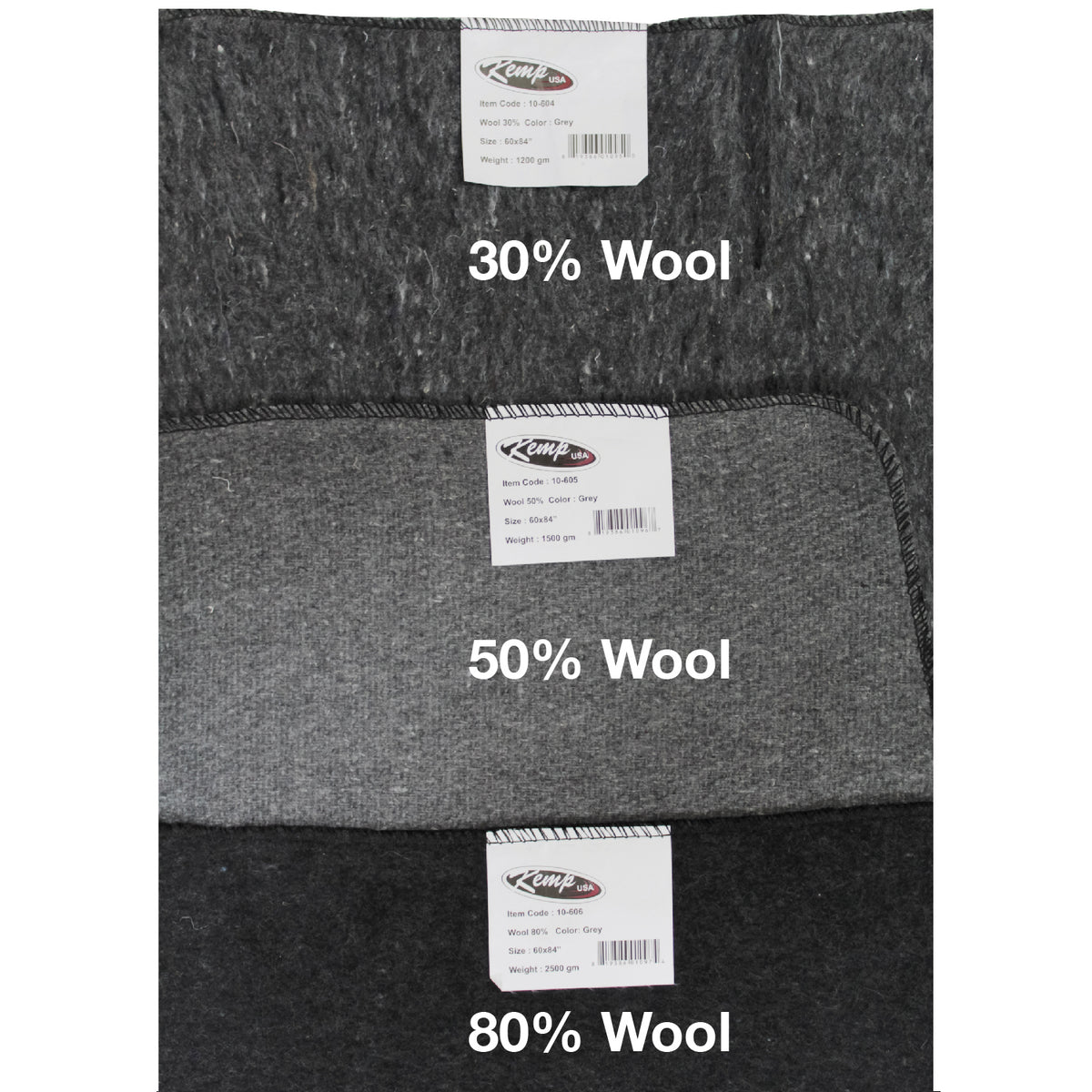 Kemp USA 80% Wool Fire-Resistant Blanket, Gray - Default Title