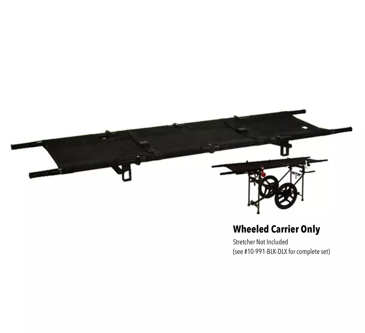 Kemp USA Deluxe Bi-Fold Litter Stretcher - Kemp USA Wheeled Litter Carrier for 10-991-BLK-DLX