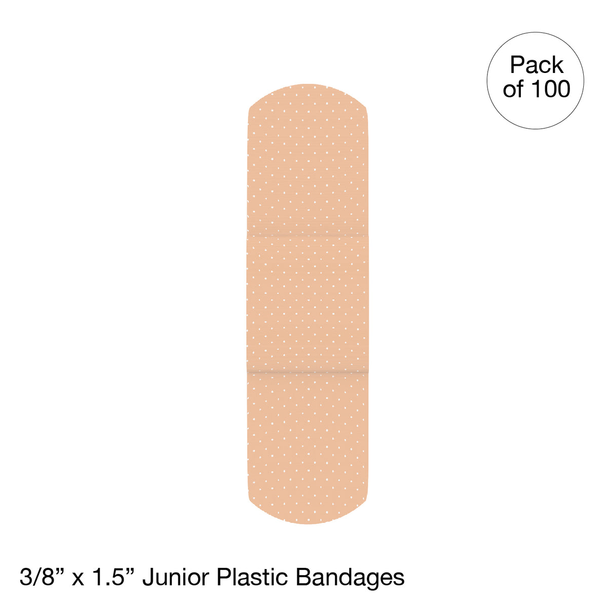 Kemp USA Plastic Bandages, 3/8" x 1.5" Junior ( - 100 pieces)