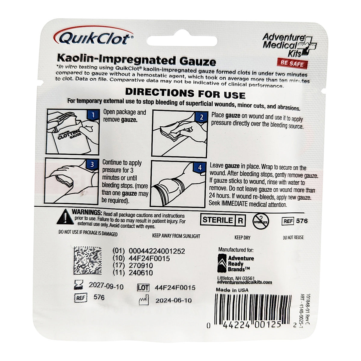 QuikClot® Stops Bleeding, Advanced Clotting Gauze 3" x 24" - Default Title