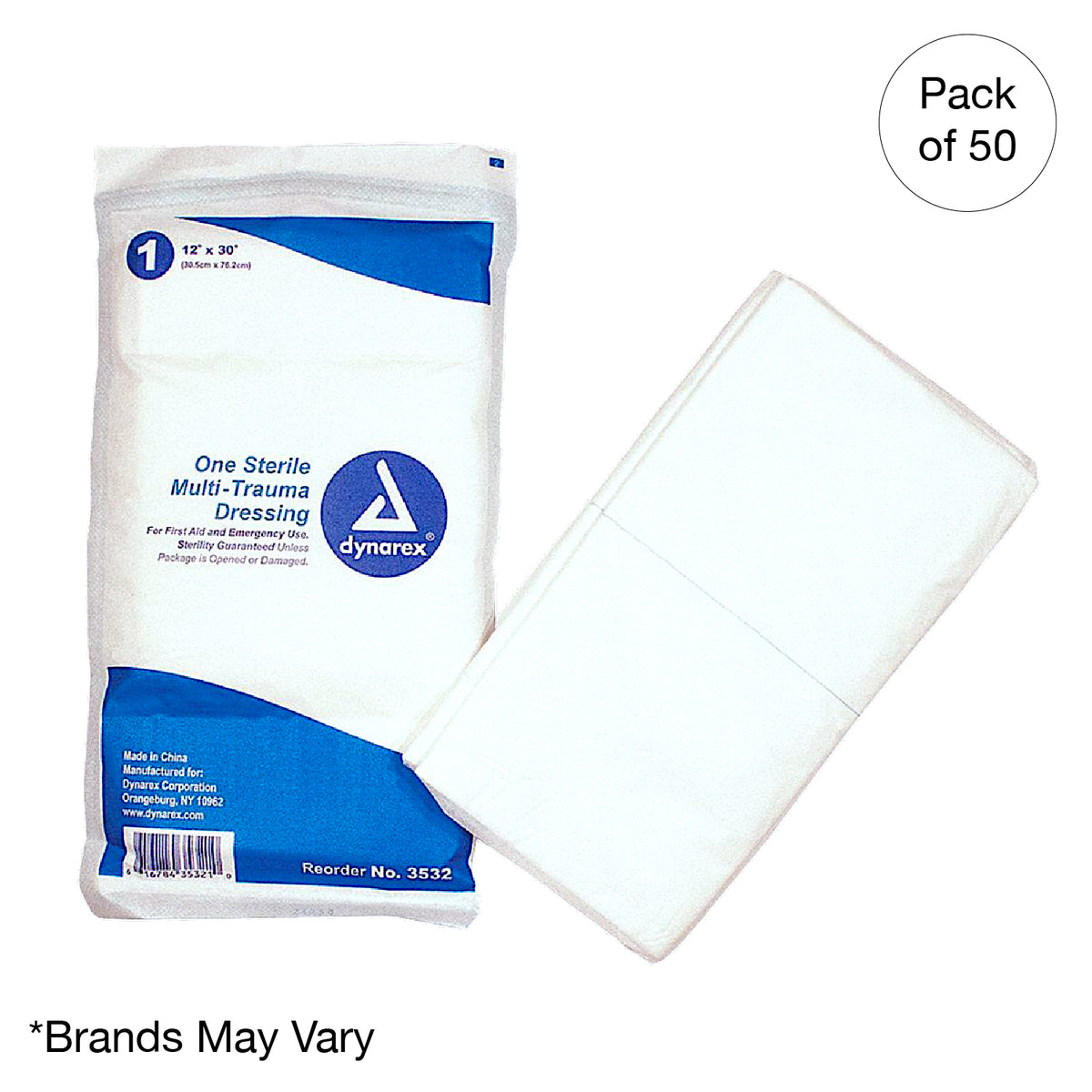 Kemp USA Multi-Trauma Dressing, Sterile, 10" x 30" ( - 50 pcs)