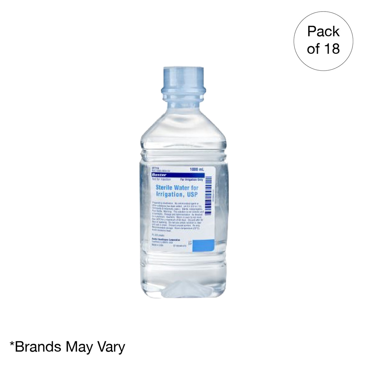 Kemp USA Sterile Water for Irrigation and Wound Care - 500 mL (18 pcs)