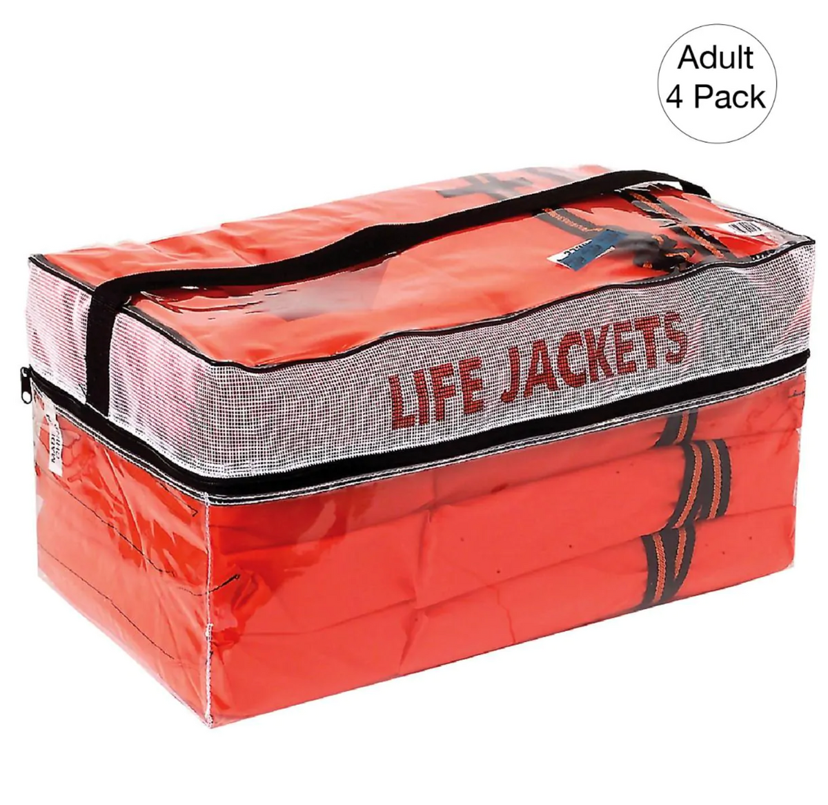 Kemp USA USGC Type II PFD Life Jackets, 4-Pack in Carry Case, Orange - Adult
