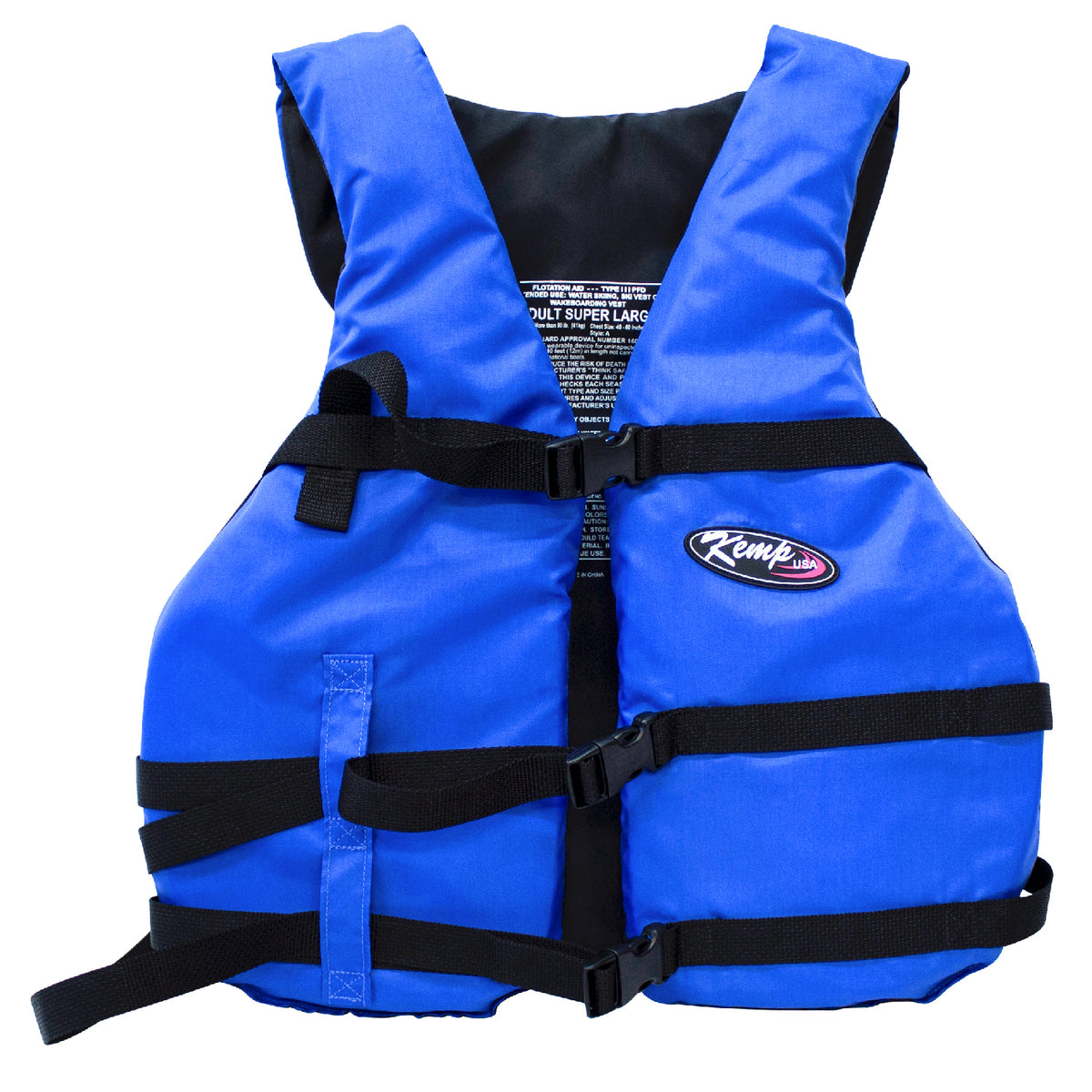 Kemp USA USGC Type - III PFD Life Jacket, Blue & Black, Adult