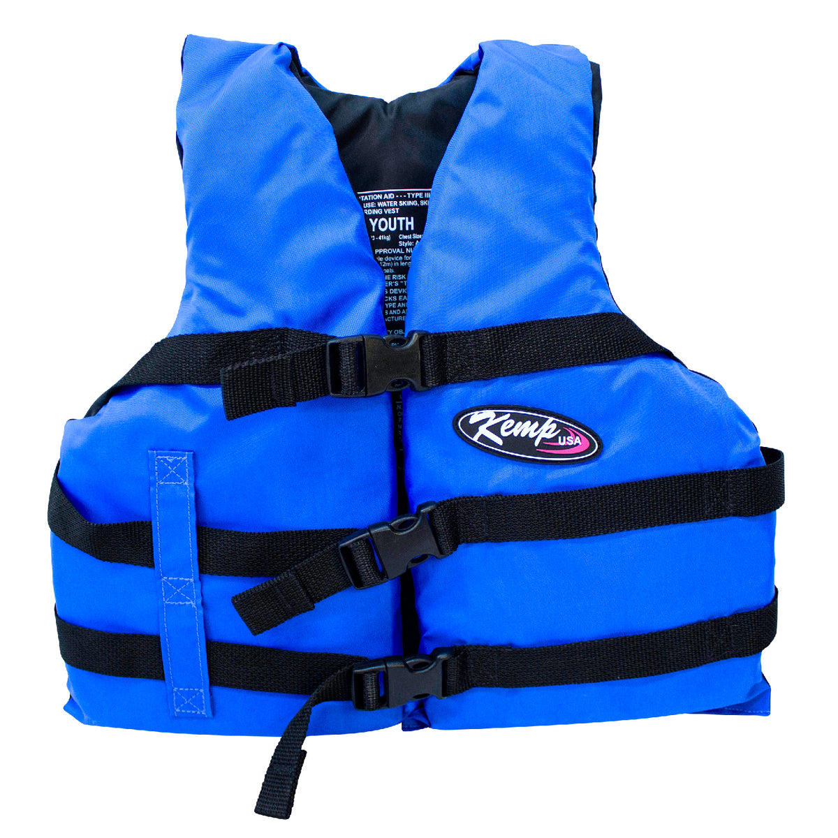 Kemp USA USGC Type - III PFD Life Jacket, Blue & Black, Youth