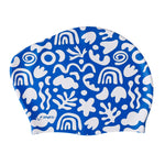 Long Hair Silicone Cap Blue Abstract