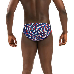 Dolfin Reliance Men's Atomic Red/White/Blue Printed Color Block Racer/Brief - 27
