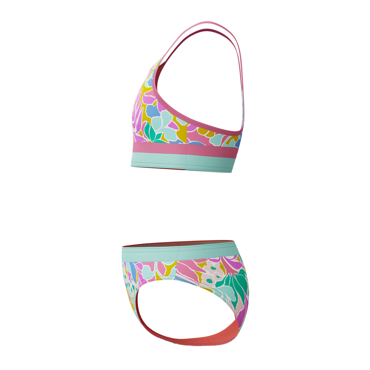 Speedo Print Blocked Bikini SET - PINK LEMONADE