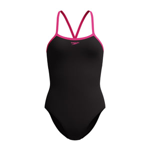 Speedo Solid Closed BACK Hydrobra ONE Piece - ANTHRACITE/MARGARITA PINK