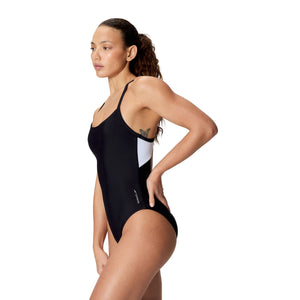 Speedo Solid Racerback ONE Piece - ANTHRACITE/WHITE