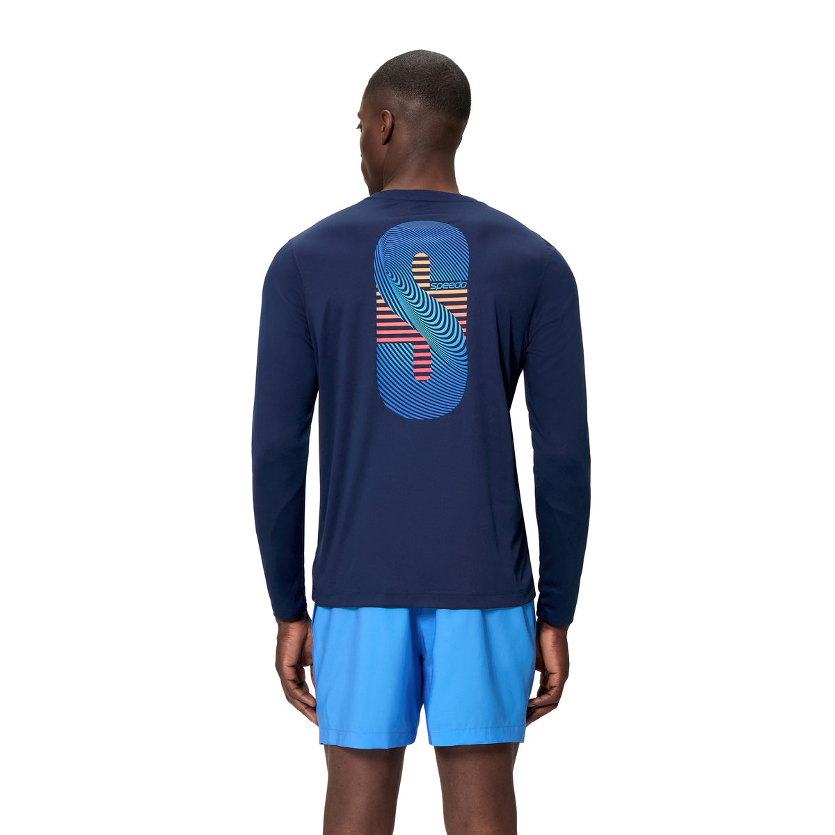 Speedo LONG Sleeve Graphic SWIM Shirt - PEACOAT/RED