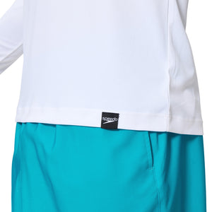 Speedo LONG Sleeve Graphic SWIM Shirt - WHITE/BLUE