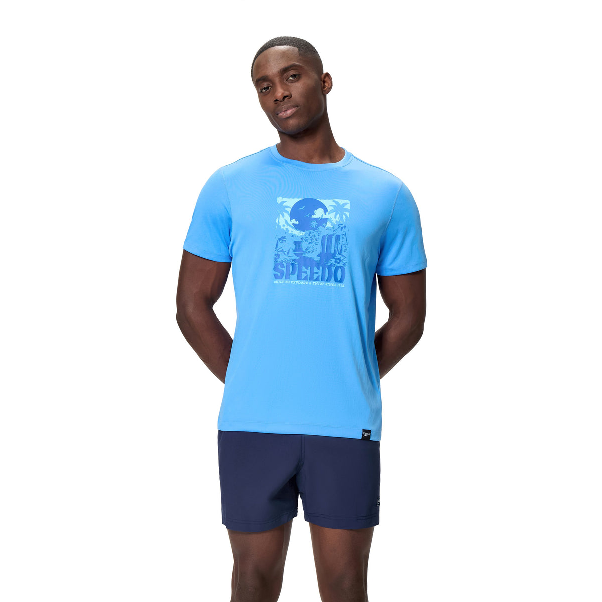 Speedo Short Sleeve Graphic SWIM Shirt - PERIWINKLE