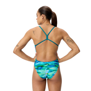 Speedo Female Printed V-BACK 2.0 - SUNSET GROVE/GREEN
