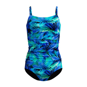 Speedo Adjustable Print Shirred ONE Piece - ANTHRACITE/DEEP SAPPHIRE