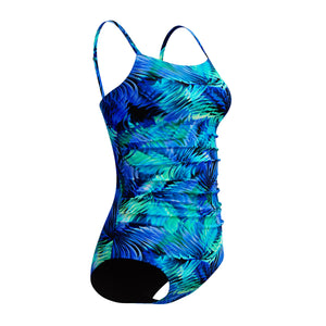 Speedo Adjustable Print Shirred ONE Piece - ANTHRACITE/DEEP SAPPHIRE