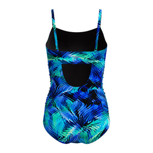 Speedo Adjustable Print Shirred ONE Piece - ANTHRACITE/DEEP SAPPHIRE