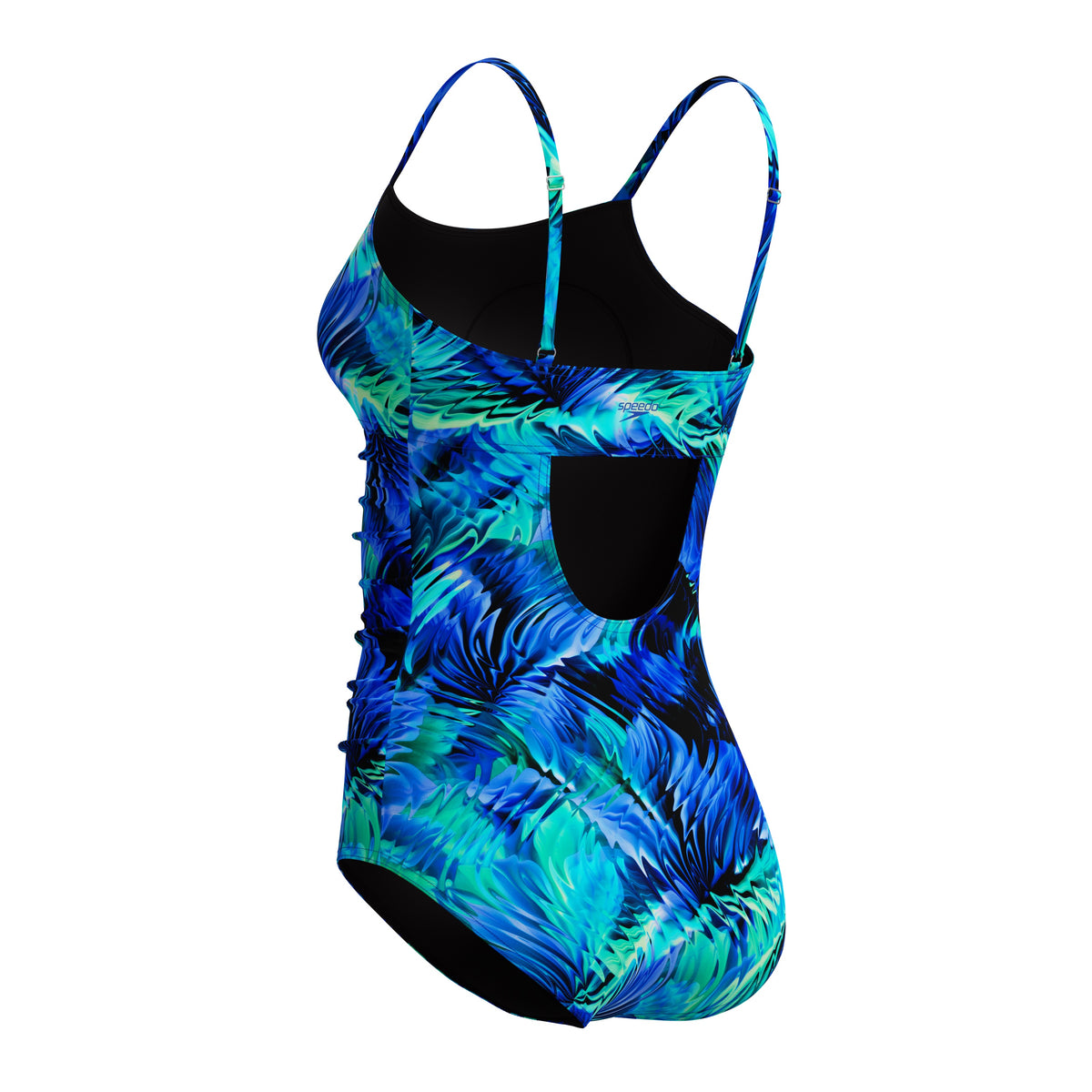 Speedo Adjustable Print Shirred ONE Piece - ANTHRACITE/DEEP SAPPHIRE
