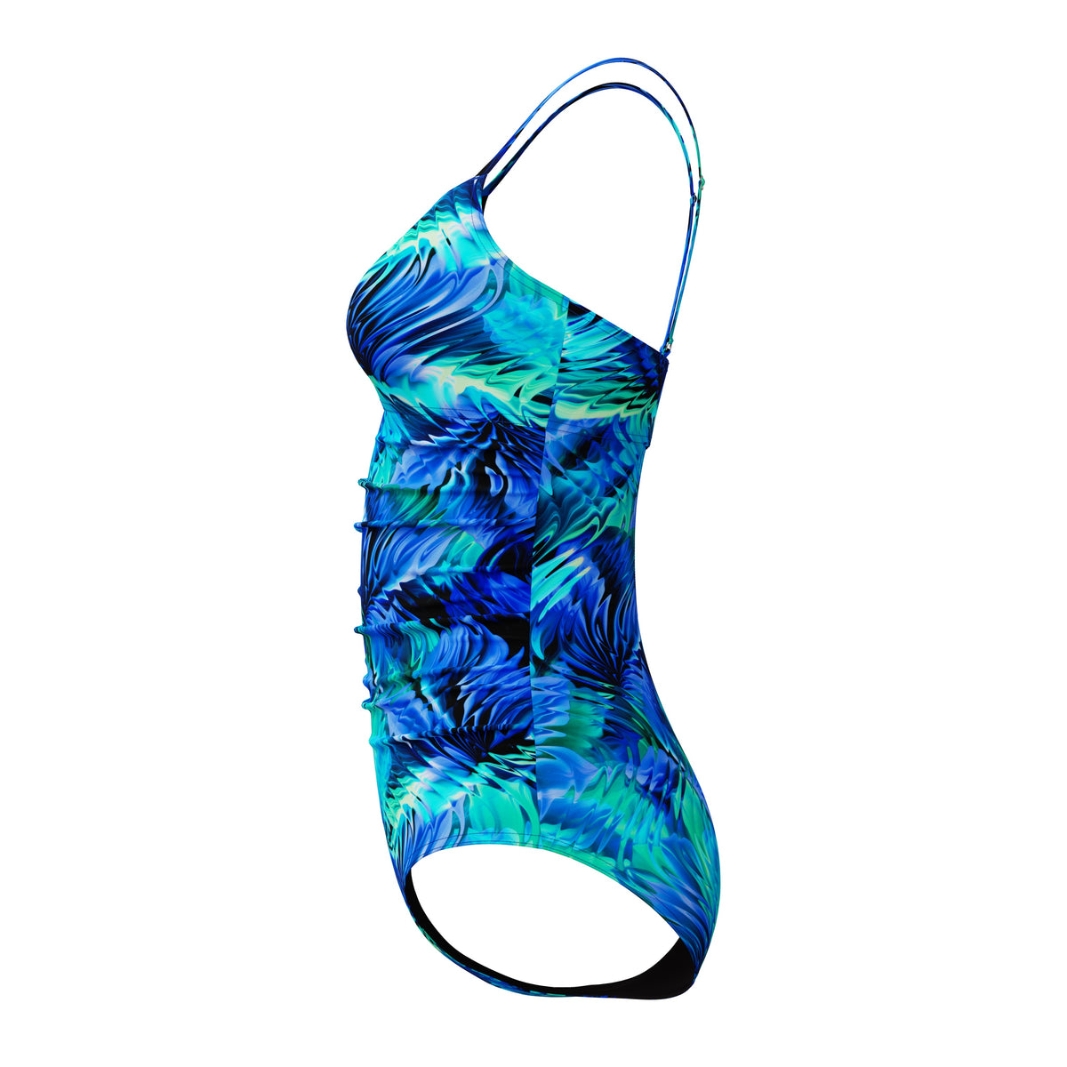 Speedo Adjustable Print Shirred ONE Piece - ANTHRACITE/DEEP SAPPHIRE