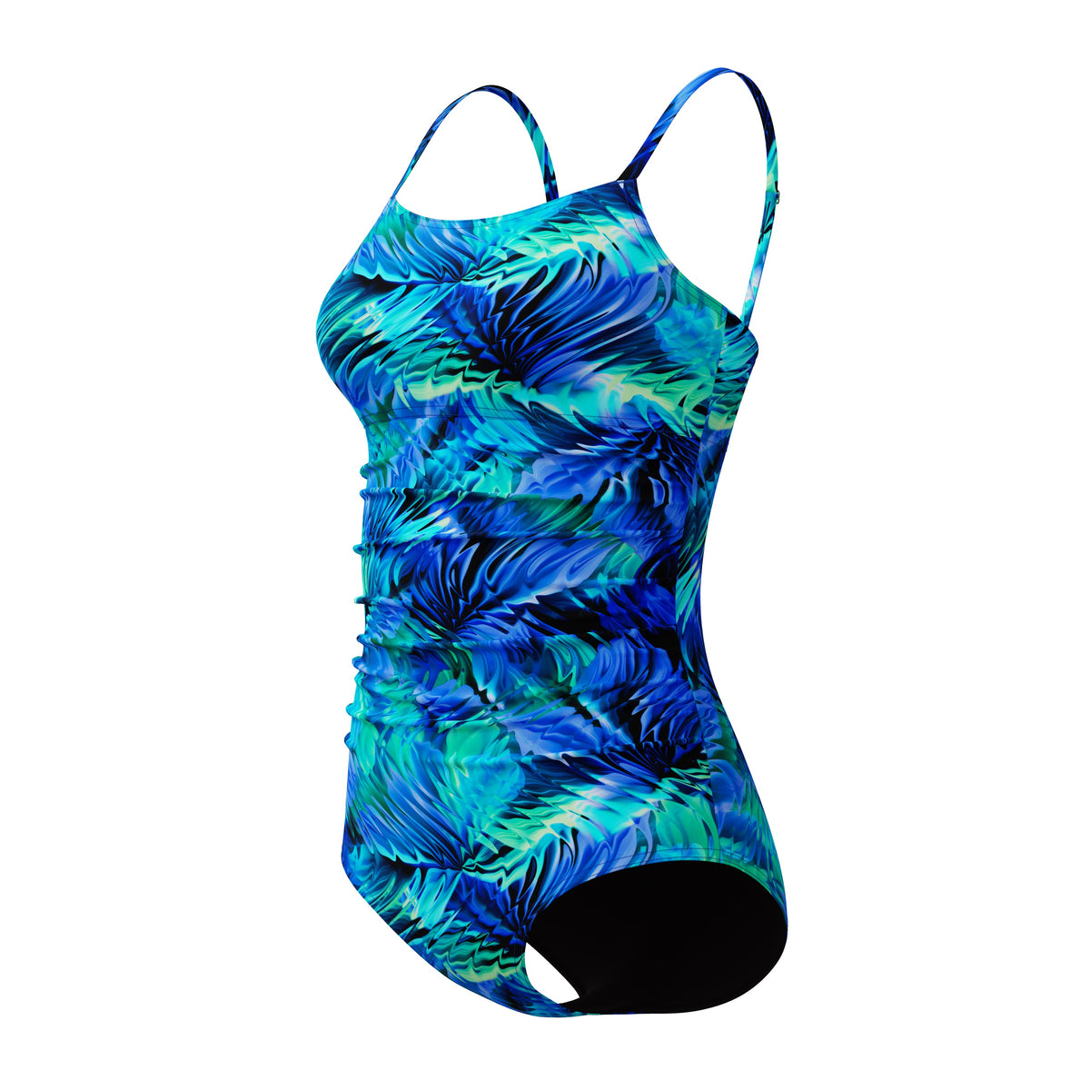 Speedo Adjustable Print Shirred ONE Piece - ANTHRACITE/DEEP SAPPHIRE