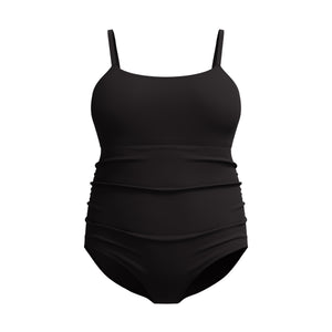 Speedo PLUS SIZE Adjustable Solid Shirred ONE Piece - SPEEDO BLACK