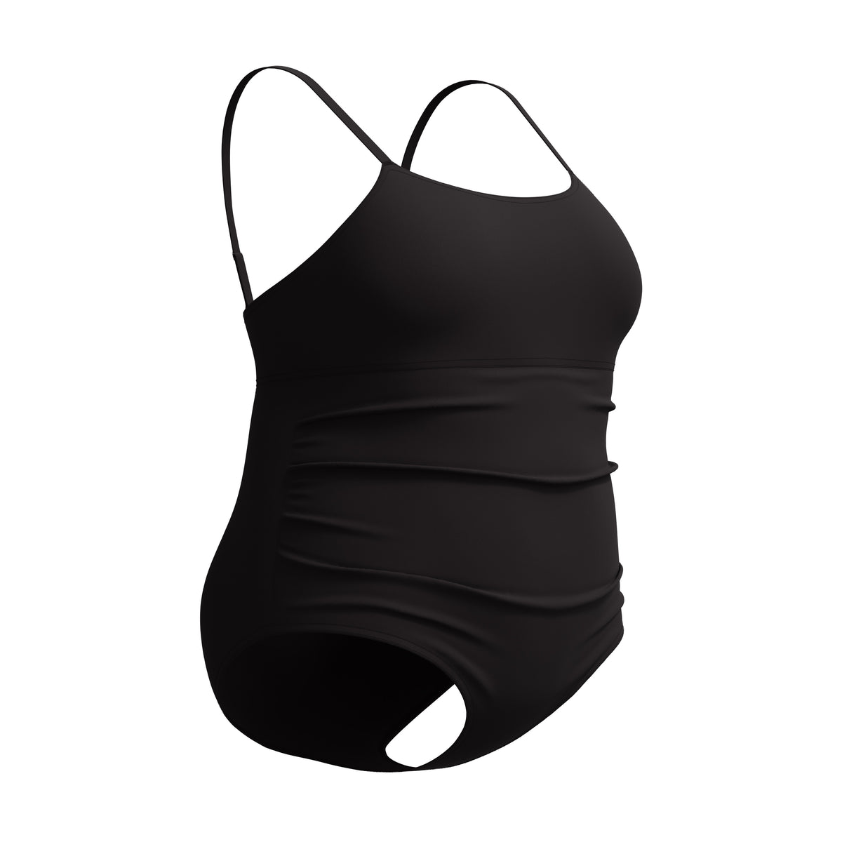 Speedo PLUS SIZE Adjustable Solid Shirred ONE Piece - SPEEDO BLACK