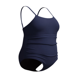 Speedo PLUS SIZE Adjustable Solid Shirred ONE Piece - SPEEDO NAVY